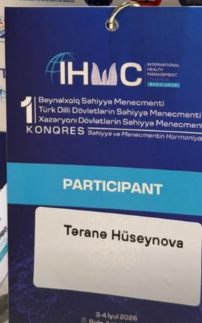 IHMC Baku 2026 konqresinin Təranə Hüseynova adına iştirakçı vəsiqəsi